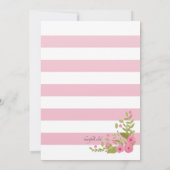 Quinceañera roze en witte strepen uitnodiging (Achterkant)