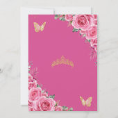 Quinceañera Roze Fuchsia Bloemen Gouden Vlinders Kaart (Achterkant)