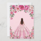 Quinceañera Roze Fuchsia Bloemen Jurk Gown Zilver Kaart (Achterkant)