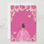 Quinceañera Roze Fuchsia Bloemen Prinses Vlinder Kaart (Achterkant)