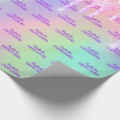 Quinceanera roze glitter roos goudwinning cadeaupapier (Hoek)