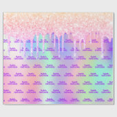 Quinceanera roze glitter roos goudwinning cadeaupapier (Vlak)