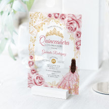 Quinceanera Roze Goud Bloem