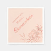 Quinceanera Roze Goud Bloemen 15e Verjaardag Servet (Voorkant)