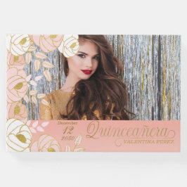 Quinceanera Roze Goud Bloemen Botanisch Gastenboek