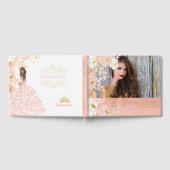 Quinceanera Roze Goud Bloemen Botanisch Gastenboek (Volledig)