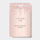 Quinceanera roze goud druipt roze badge (Achterkant)