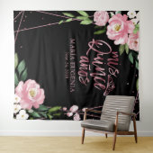 Quinceanera Roze Goud Folie Roze Bloemstuk Achterg Wandkleed (In Situ (horizontaal))