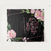 Quinceanera Roze Goud Folie Roze Bloemstuk Achterg Wandkleed (Voorkant (horizontaal))