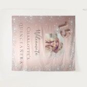 Quinceanera roze goud foto zilver wandkleed (Voorkant (horizontaal))