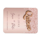 Quinceanera roze goud glitters bewaar de datum magneet (Horizontaal)