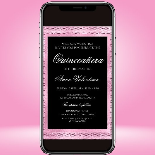 Quinceañera Roze Goud Verjaardag Foto uitnodiging