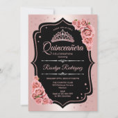 Quinceanera - Roze Goud Zwart Kaart (Voorkant)
