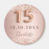 Quinceanera roze gouden blush glitters bewaar de d magneet (Voorkant)