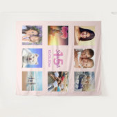 Quinceanera roze gouden fotocollage wandkleed (Voorkant (horizontaal))