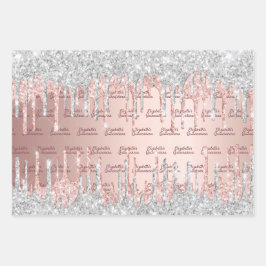 Quinceanera roze gouden glinsterende druppels roze inpakpapier vel