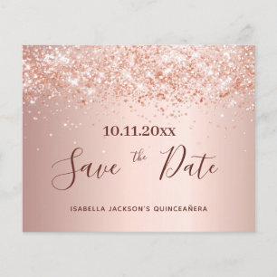 Quinceanera roze gouden glitter budget Save the Da Flyer
