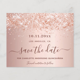 Quinceanera roze gouden glitters budget save the d flyer