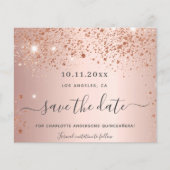 Quinceanera roze gouden glitters save the date (Voorkant)