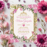 Quinceañera Roze & Gouden Kroon Mexicaanse Vlinder Kaart<br><div class="desc">Quinceañera Roze & Gouden Kroon Mexicaanse Vlinder Uitnodiging Mis Quince 15 Anos,  16e Verjaardag, </div>