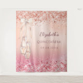 Quinceanera roze gouden roze glitters ballet schoe wandkleed (Voorkant)