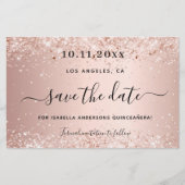 Quinceanera roze gouden save the date kaart (Voorkant)