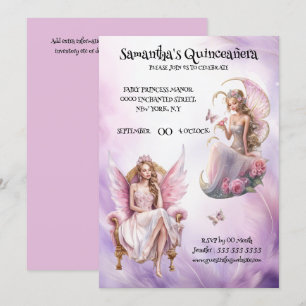 Quinceañera roze grillige fee meisjes waterverf kaart