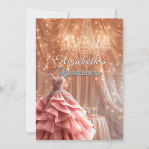 Quinceanera Roze Jurk Kroonluchter Kroon   Kaart