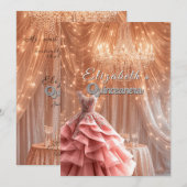 Quinceanera Roze Jurk Kroonluchter Kroon   Kaart (Voorkant / Achterkant)