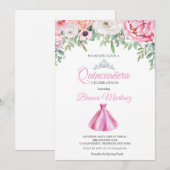 Quinceanera Roze Jurk Mis Quince Kaart (Voorkant / Achterkant)