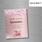 Quinceanera roze koets luxe party magnetische uitnodiging
