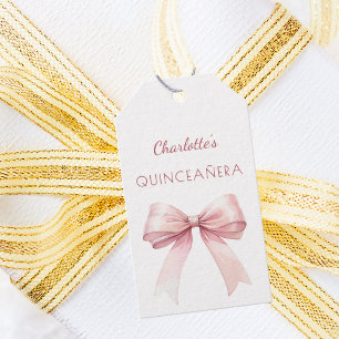 Quinceanera roze lint DIY handgeschreven Cadeaulabel