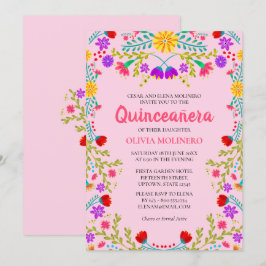 Quinceanera Roze Mexicaanse Bloemen 15e Verjaardag Kaart