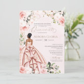 Quinceanera Roze mooi Blush Roos 15th Kaart (Staand voorkant)