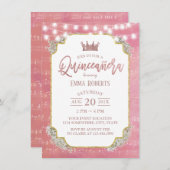 Quinceanera  roze muziek 15e verjaardag kaart (Voorkant / Achterkant)