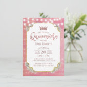 Quinceanera  roze muziek 15e verjaardag kaart (Staand voorkant)