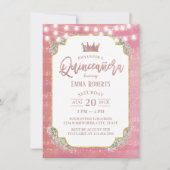 Quinceanera  roze muziek 15e verjaardag kaart (Voorkant)