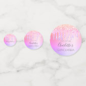 Quinceanera roze paarse druppels confetti (Voorkanten)