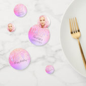 Quinceanera roze paarse druppels confetti (Groep)