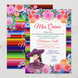 Quinceanera Roze Paarse Fiesta Bloem Miss Quince Kaart