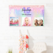 Quinceanera roze paarse glitter blush foto spandoek (Insitu)