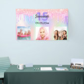 Quinceanera roze paarse glitter blush foto spandoek (Beurs)