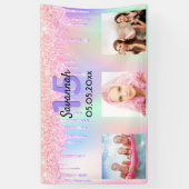 Quinceanera roze paarse glitter blush foto spandoek (Verticaal)