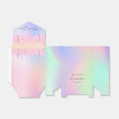 Quinceanera roze paarse holografische dank u bedankdoosjes (Uitgevouwen)