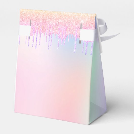 Quinceanera roze paarse holografische dank u bedankdoosjes (Achterkant)