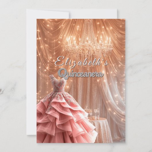 Quinceanera  Roze Pijl Kroonluchter Kroon Kaart (Voorkant)