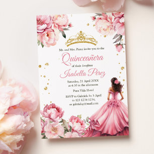 Quinceanera Roze Prinsessen Jurk Tiara Kaart