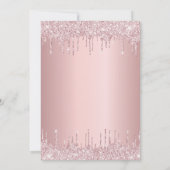 Quinceanera roze rose goud druppels kaart (Achterkant)