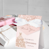 Quinceanera roze rose gouden jurk dank u bedankdoosjes