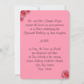 Quinceanera, Roze Roses Invitation / Sweet Vijftie Kaart (Achterkant)
